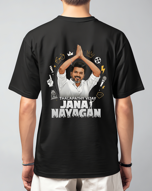 Jana Nayagan T-Shirt – Thalapathy Vijay's Last Film | Unisex Box Fit Drop Shoulder | Ton of Madness